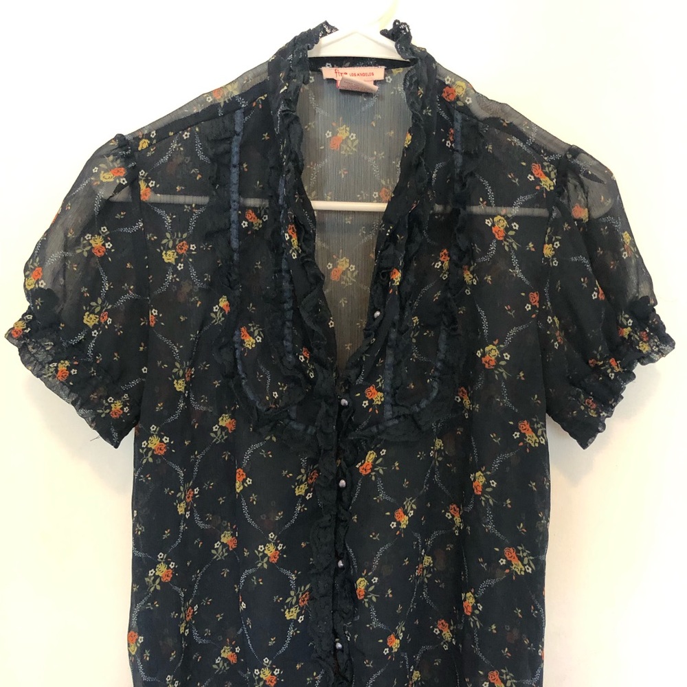 Blue floral blouse
